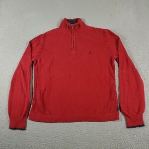 Nautica Sweater Mens Size XS Red Casual 1/4 Zip Up Pullover Sweatshirt
